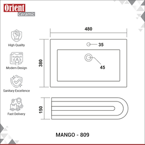 Lavabo de Cerámica Blanco de Diseño Moderno, Fabricado en India, para Uso Doméstico y Hotelero, para Compradores Globales - Product Image 3