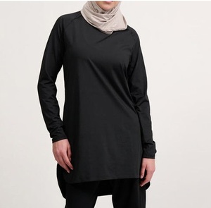 Blusas y Camisas para Mujer, Túnica Modesta con Cuello Alto, Color Granate, Manga Larga, Corte Holgado, Tallas Grandes, Camisetas Islámicas Modestas, Transpirables - Product Image 3