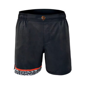 Pantalones Cortos de Grappling para Hombre con Logotipo Frontal, Cintura Elástica, Duraderos, de Secado Rápido y Ligeros para Entrenamiento de MMA, Práctica de Jiu Jitsu y Acondicionamiento Físico en el Gimnasio - Product Image 1