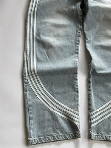 Jean vintage personnalisé pour homme, style hip-hop, délavé, coupe droite ample, jambe large, en denim, pour l'été, décontracté - Product Image 5