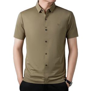 Camisa de Vestir Oxford Casual para Hombre, Manga Corta, Cuello Mao, Antiarrugas, Verano, Suministro ODM - Product Image 5