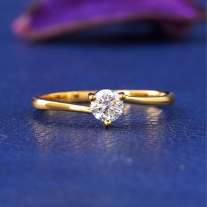 Anillo de Compromiso con Diamante Cultivado en Laboratorio, Corte Brillante, Tres Puntas, Chapado en Oro de 14K, Certificado IGI, Clásico, Solitario, para Mujer, Regalo - Product Image 1