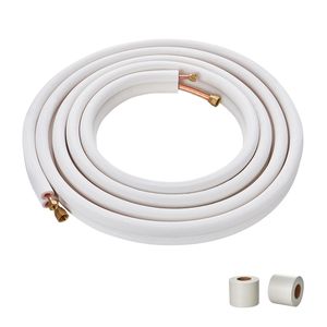 Set di tubi per climatizzazione da 25FT per sistemi HVAC, tubi in rame da 1/4'' e 3/8'' D.E. con isolamento a triplo strato per aria condizionata - Product Image 1