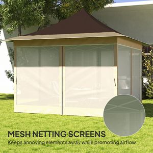 12FT X 12FT Brown Garden Patio Pop up <b>Tent</b> with Carry Bag UPF50+ <b>Canopy</b> <b>Tent</b> Featuring Mesh Netting - Product Image 5