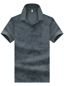 T-shirt décontracté pour homme en coton Sorona tissé, respirant, anti-humidité, antibactérien, gris fumé de haute qualité - Product Image 2