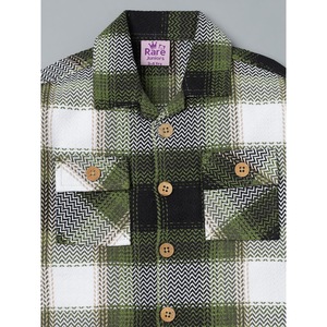 เสื้อเชิ้ตผ้าฝ้ายลายสก๊อตสีเขียวและสีขาวสำหรับเด็กผู้ชาย - Product Image 3