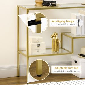 "Handmade Steel Frame <b>Console</b> <b>Table</b> with 39" Tempered Glass Shelves for Entryway Hotel Living Room" - Product Image 6