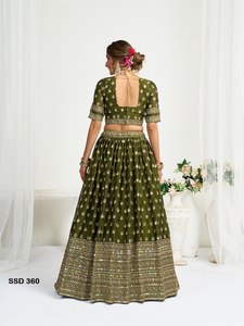 Green Embroidered Silk Lehenga Choli Set with Dupatta Heavy Fabric Traditional Indian Wedding Outfit for Women All Seasons - Product Image 5