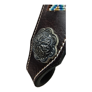 Manaal Enterprises - Juego de cabezada y pechera de cuero genuino premium con hebilla ajustable, modelo 05, para equitación western - Product Image 3