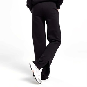 Conjunto Deportivo con Capucha para Mujer, Color Negro, Corte Holgado Informal, 100% Algodón, Color Sólido, para Otoño - Product Image 2