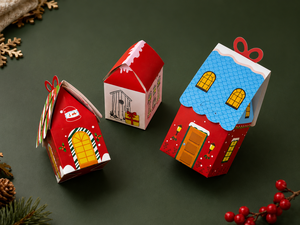 Caja de Regalo de Papel con Forma de Casa Pequeña, Impresa a Medida por Fábrica OEM, Caja de Embalaje para Galletas, Dulces y Regalos Navideños, Proveedor de Vietnam - Product Image 3