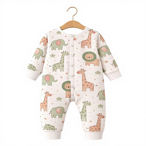 Mono de Bebé de Manga Larga con Botones a Presión, de Algodón Orgánico Interlock, Suave, Transpirable, de Secado Rápido, con Diseño Estampado, Unisex, para Verano - Product Image 1