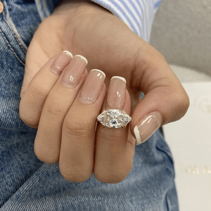 Bague de fiançailles et de mariage pour femme, 2 carats, diamant de laboratoire taille marquise, en or jaune, nouveau style tendance, sertissage est-ouest - Product Image 2