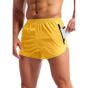 Pantalones Cortos Deportivos Amarillos para Hombre, de Secado Rápido, Ligeros, para Gimnasio, con Bolsillo con Cremallera para Teléfono - Product Image 1