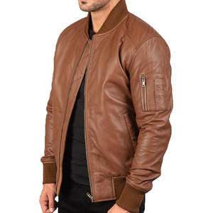 Leather jacket for man <b>cow</b> skin linen cotton customize color customize size customize logo street wear stand collar - Product Image 5