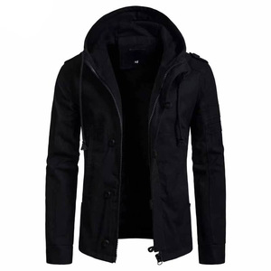 Men Windproof Olive Green Black Tan Hooded Jacket Zip Button Front Drawstring Urban <b>Parka</b> <b>Coat</b> Outerwear Turn-down Collar - Product Image 3