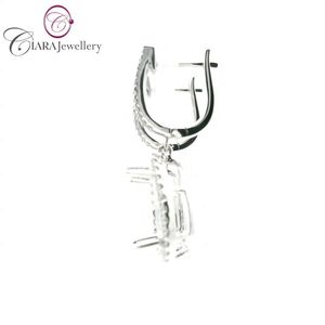 Boucles d'oreilles pendantes en or blanc massif 18 carats PT950 et or rose, pierre naturelle 10,8x6,80 mm, forme poire, poli miroir, cadeau de fiançailles, vente en gros - Product Image 2