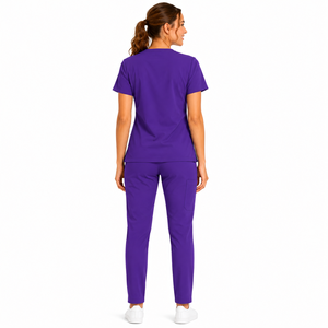Scrubs Custom Logo Printed Canvas Breathable Unisex Hospital Medical Nursing Uniforms Needle Detection Seamless <b>Fusing</b> Summer - Product Image 4