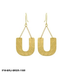 Pendientes Colgantes de Latón Texturizado en Forma de U Hechos a Mano para Mujer, Ganchos Sin Plomo, Acabado Dorado Pulido, Resistentes al Deslustre, Regalo - Product Image 1