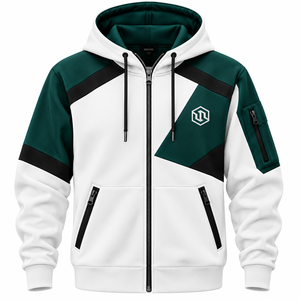Men’s Athletic <b>Full</b> <b>Zip</b> <b>Hoodie</b> with Flexible Fabric, Lightweight Construction, Comfortable Fit, and Sporty Design for Training - Product Image 1