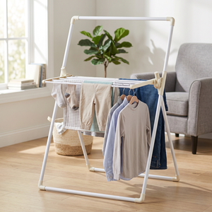 Dryer Hanger Laundry <b>Clothes</b> Drying <b>Rack</b> Household Storage Furniture Manufacturer Housewares Laundry Room X-type Single-bar Iron - Product Image 2