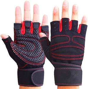 Unisex <b>Half</b> Finger Safety Weightlifting Gloves Non <b>Slip</b> Adjustable Wrist Strap Polyester/Cotton Gym Fitness Training Sports - Product Image 4