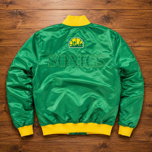 Chaqueta Bomber de Satén para Hombre, a la Moda, de Primera Calidad, Ligera, Estilo Urbano, de Secado Rápido, Chaqueta Universitaria de Seda - Product Image 3