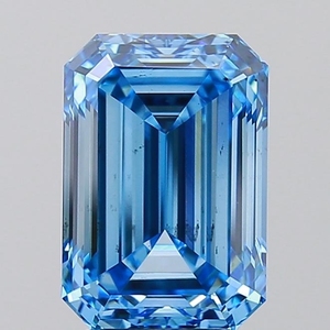 Diamant de laboratoire taille émeraude 3,58 carats, bleu vif fantaisie VS2, certifié IGI, diamant CVD en vrac pour la fabrication de bijoux - Product Image 1