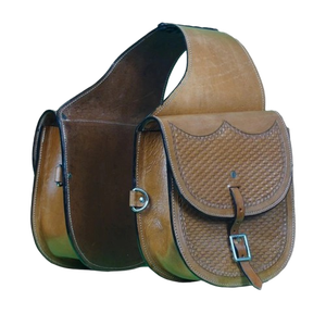 Sac de selle western en cuir véritable fait main, finition naturelle, pour équitation, en cuir repoussé, de qualité supérieure, pour le rangement lors de la randonnée équestre - Product Image 1