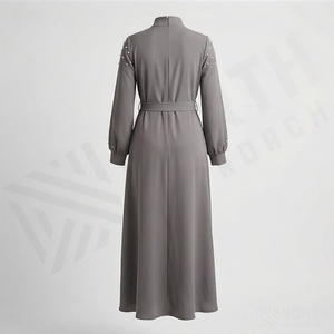 2025 OEM Kimono Abaya pour femmes musulmanes, en tissu polyester épais, doux et très extensible, col en V, manches longues, pour fêtes, Ramadan, mariages - Product Image 2