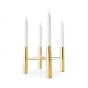 Support de bougies en métal doré en gros, chandelier à 4 bras pour mariages, événements, décoration de table, support minimaliste pour bougies coniques - Product Image 2