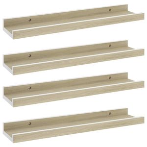 ชุดชั้นวางของติดผนัง MDF สีขาว 4 ชิ้น ขนาด 15.7x3.5x1.2 นิ้ว ติดตั้งง่าย - Product Image 2