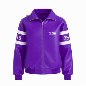 Chaqueta de Cuero PU NCNW para Motociclistas, Chaqueta de Carreras con Bloques de Color para Mujer, Chaqueta de Alta Velocidad - Product Image 1