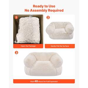 <b>Bean</b> <b>Bag</b> Sofa Chair for <b>Adults</b> Fluffy Plush High-Density Foam Filling Comfortable Lazy Comfy Sofa for Living Room Bedroom Beige - Product Image 6