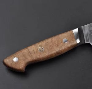 Couteau de chef professionnel en acier Damas, fait main, personnalisable, forgé à la main, manche en bois, écologique, compatible lave-vaisselle, ambidextre - Product Image 3