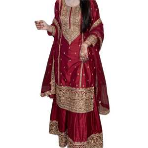 Élégante robe indienne et pakistanaise 3 pièces vert menthe avec broderie argentée, tenue de mariage traditionnelle pour femmes, longueur genou - Product Image 5