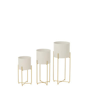 Pot de fleurs rond en métal artisanal de luxe avec placage chromé et trou de drainage pour jardin intérieur/extérieur et décoration moderne de la maison - Product Image 4