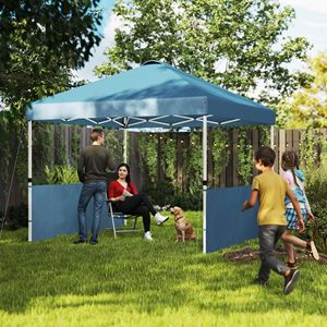 Tenda a Baldacchino Pop-up Blu Scuro 3x3 Metri con 2 Pareti Laterali e Borsa con Ruote, Riparo Solare Istantaneo con Protezione UV50+ - Product Image 2