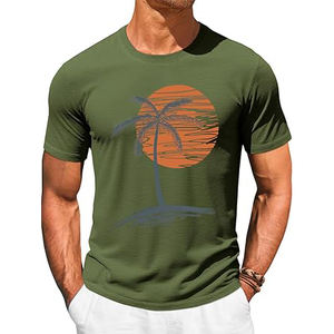 Camisetas de manga corta para hombre Runcati, camisa informal con cuello redondo, camisetas hawaianas vintage con estampado de palmeras para verano y playa - Product Image 1
