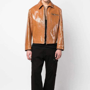 Chaquetas de Cuero Transpirable con Diseño de Cocodrilo, Logotipo Frontal en Lona, Chaqueta de Invierno de Alta Calidad, Resistente al Viento y Antibacteriana para Hombre - Product Image 4