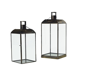 Antique Black Side Glass Panels for Classic Metal <b>Candle</b> <b>Lantern</b> Indoor <b>Outdoor</b> Decorative <b>Lanterns</b> for Christmas - Product Image 1