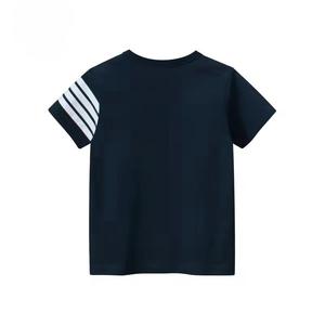 T-shirt noir à manches courtes pour homme, rayures blanches, col rond, coupe classique, imprimé numérique, 100% coton respirant - Product Image 1