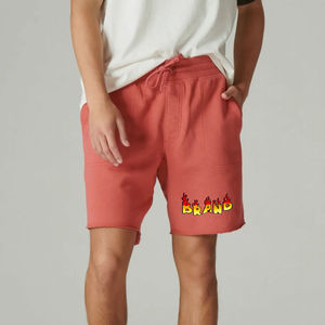 Wholesale 100% Cotton short solid <b>colour</b> custom Logo printed with side pockets streetwear Shorts for Men's - Product Image 1