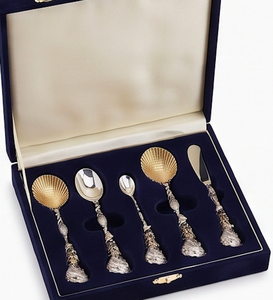 Ensemble de cuillères à salade vintage en argent plaqué, design coquillage, manche long, finition miroir, couverts créatifs en métal, vaisselle de mariage - Product Image 6