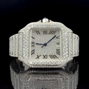 Premium Shimmer Style Iced Moissanite Square <b>Case</b> 10 Bar Water Resistant Stainless Steel <b>Watch</b> Full Cover Stones Wedding Event - Product Image 4
