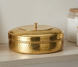 Boîte de rangement pour épices en métal doré rond de qualité supérieure avec 6 compartiments, anti-poussière, porte-ustensiles de cuisine, design élégant - Product Image 4