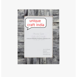 Cadre photo en bois fait main avec motif de carreaux en bois rustique naturel, cadre photo artisanal pour table, accent décoratif pour la maison - Product Image 2