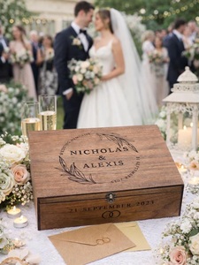 Custom Personalized Wooden Memory Keepsake <b>box</b> <b>Wedding</b> <b>Card</b> <b>Box</b> for Him Her Boyfriend Girlfriend Couple Engagement Christma - Product Image 1