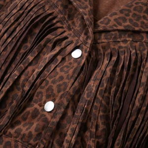 Chaqueta Personalizada Informal de Otoño Invierno, Transpirable, de Manga Larga, de Terciopelo de 850g, con Estampado de Leopardo, para Mamá e Hija, con Borlas - Product Image 2