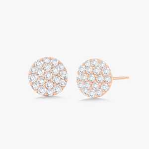 Boucles d'oreilles clous en diamant rondes de laboratoire, serties pavé en or massif 14 carats, avec fermoir poussoir, minimalistes, pour usage quotidien, bijoux de luxe - Product Image 5